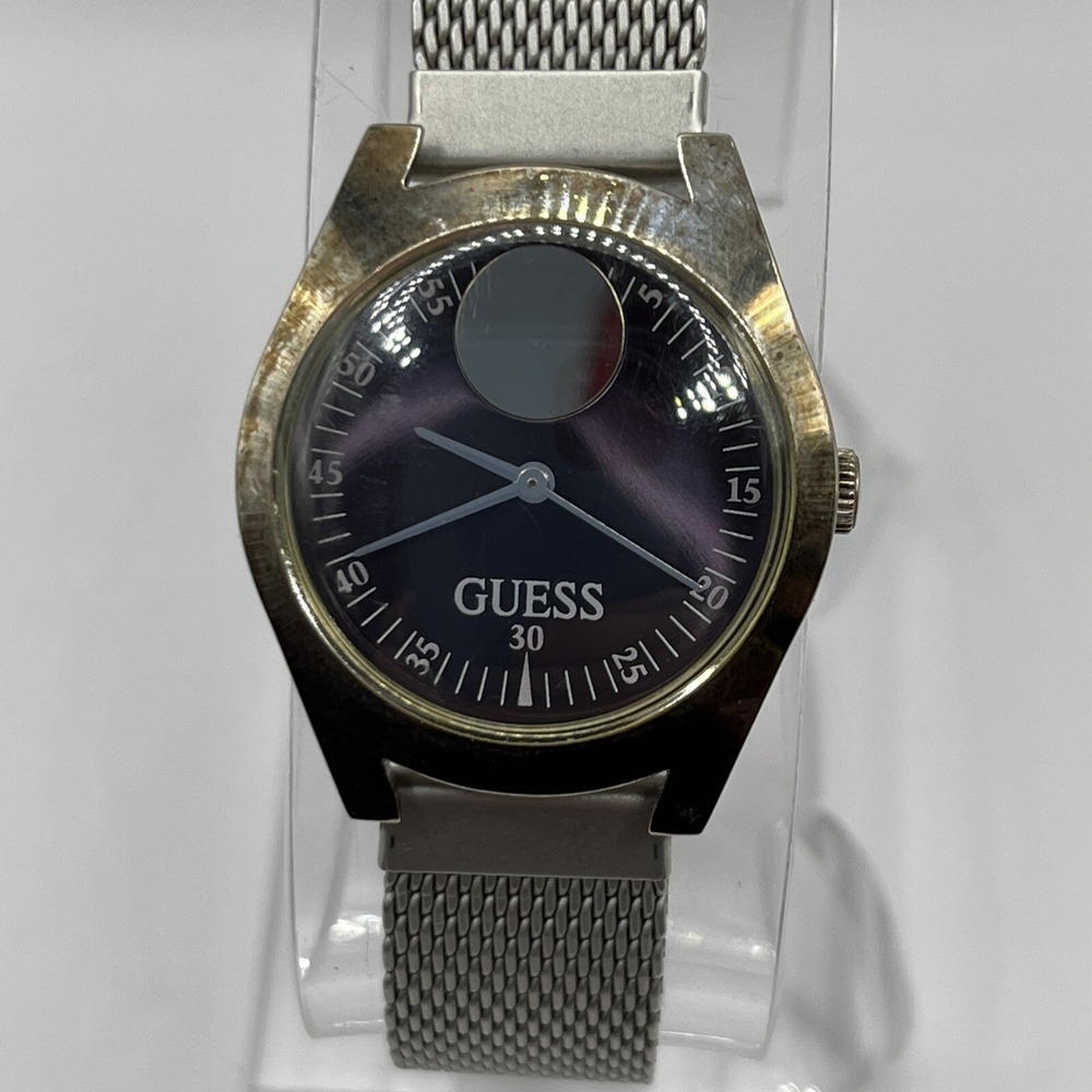 Vintage Guess Watch Women Silver Tone Mesh Band‎ (1997)- New Battery